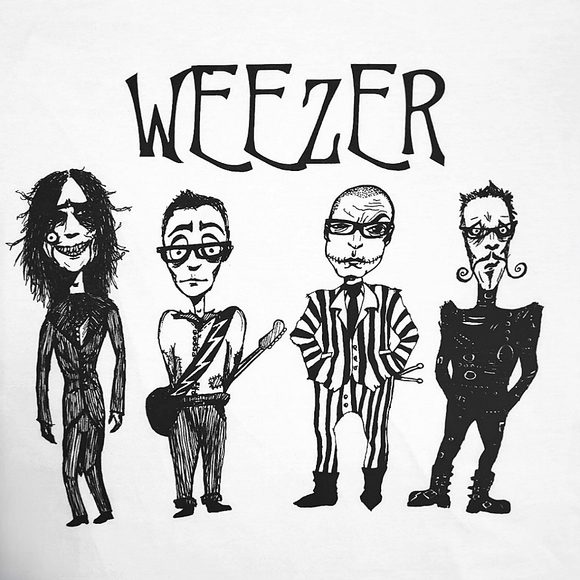Weezer Tim Burton Black & White Retro Shirt - Picture 2 of 3